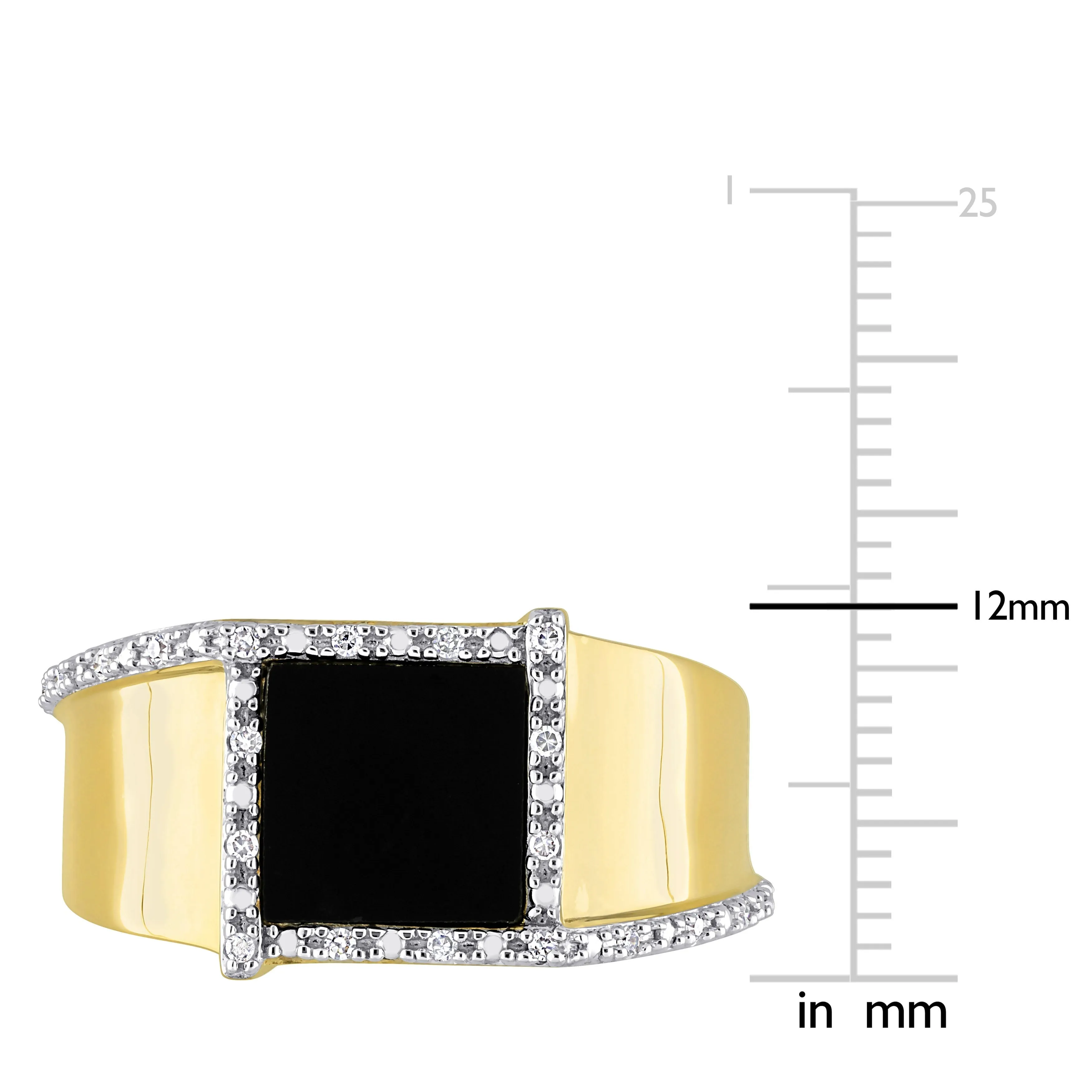 Miadora 6 CT TGW Square Black Onyx and 1/10 CT TDW Diamond Mens Ring in 10k Yellow Gold sold by Zulily product image thumbnail 3