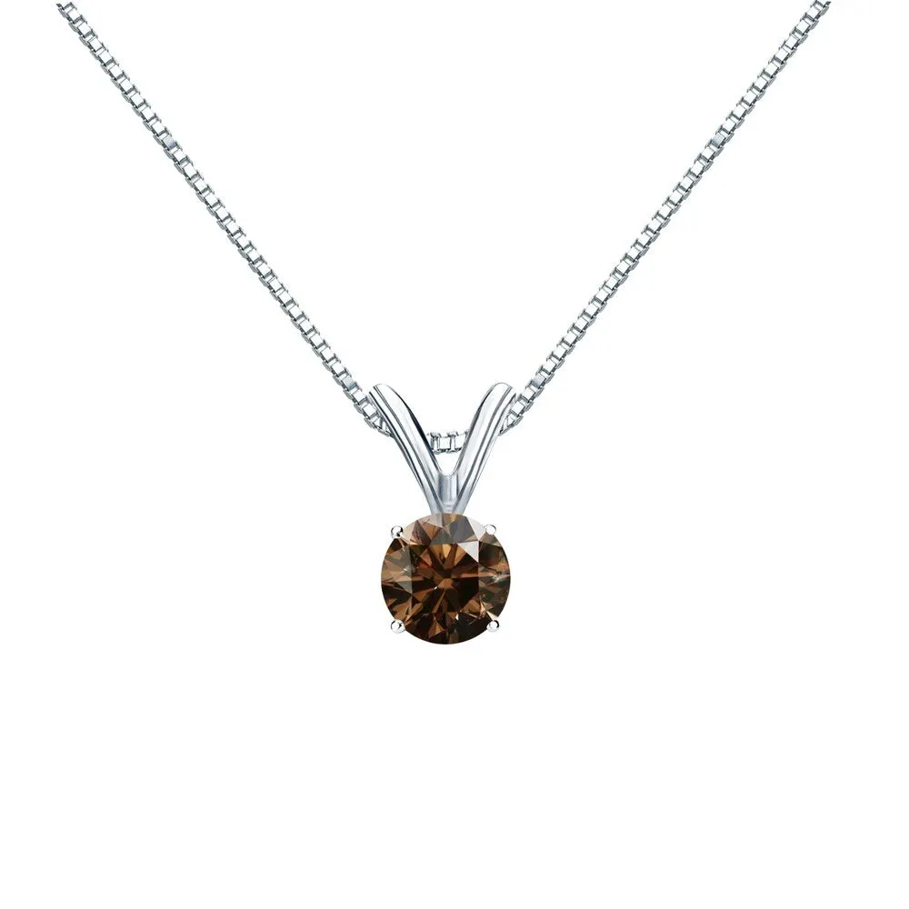 Auriya 1/4ctw Round Solitaire Brown Diamond Necklace 14k Gold sold by Zulily product image thumbnail 2