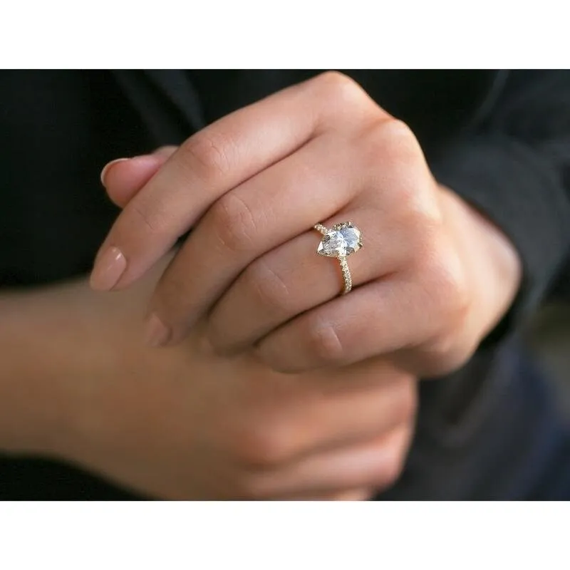 Annello by Kobelli The Signature Payton 12x8 14k Solid Gold Pear Hidden Halo Ring (FG/VS, DEF/VS) sold by Zulily product image thumbnail 4