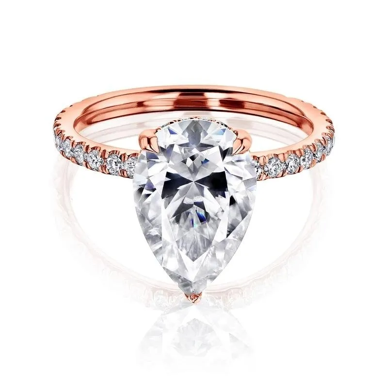 Annello by Kobelli The Signature Payton 12x8 14k Solid Gold Pear Hidden Halo Ring (FG/VS, DEF/VS) sold by Zulily product image thumbnail 2