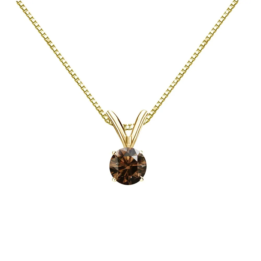 Auriya 1/4ctw Round Solitaire Brown Diamond Necklace 14k Gold sold by Zulily