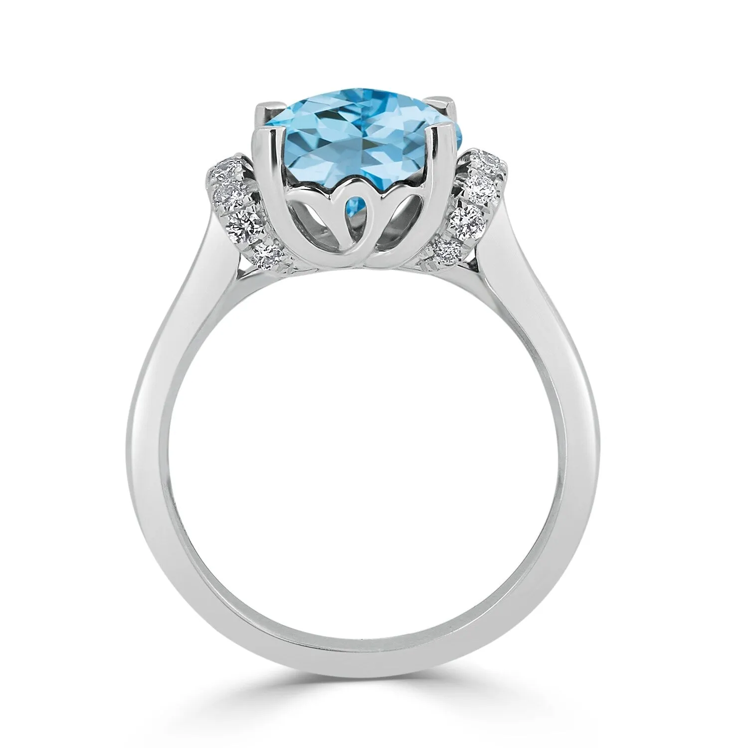 Auriya Unique 3 3/8ct Cushion-cut Sky Blue Topaz and Diamond Engagement Ring 1/5cttw 14k Gold sold by Zulily product image thumbnail 5
