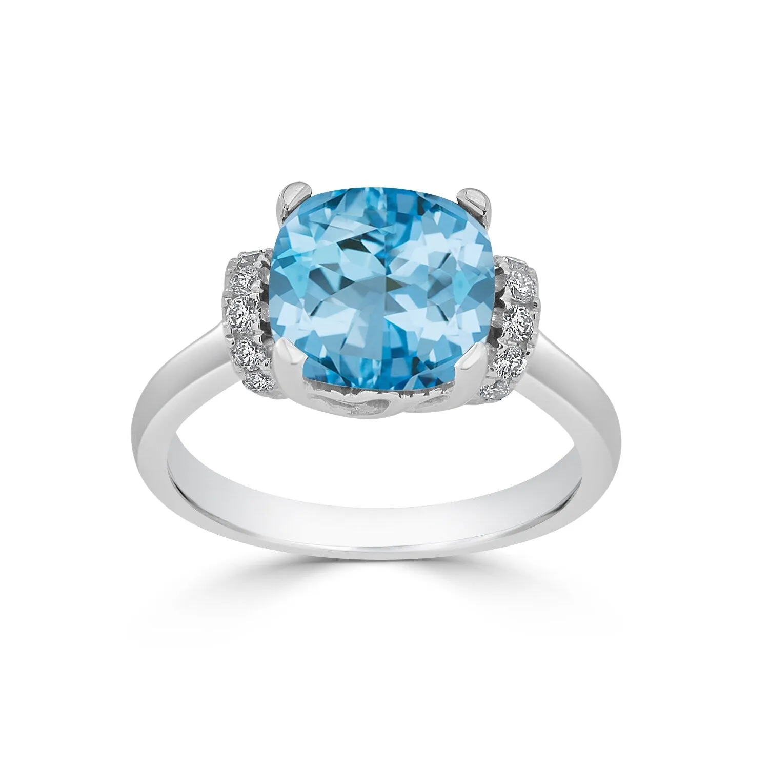 Auriya Unique 3 3/8ct Cushion-cut Sky Blue Topaz and Diamond Engagement Ring 1/5cttw 14k Gold sold by Zulily product image thumbnail 3