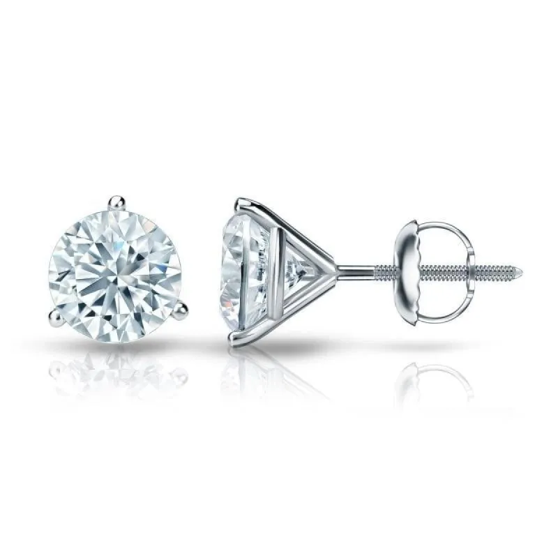 Auriya 1 1/2ctw 3 Prong Martini Set Round Diamond Stud Earrings 18kt Gold GIA Certified sold by Zulily