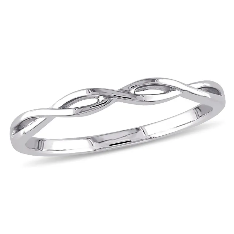 Miadora 10k White Gold Infinity Wedding Band sold by Zulily