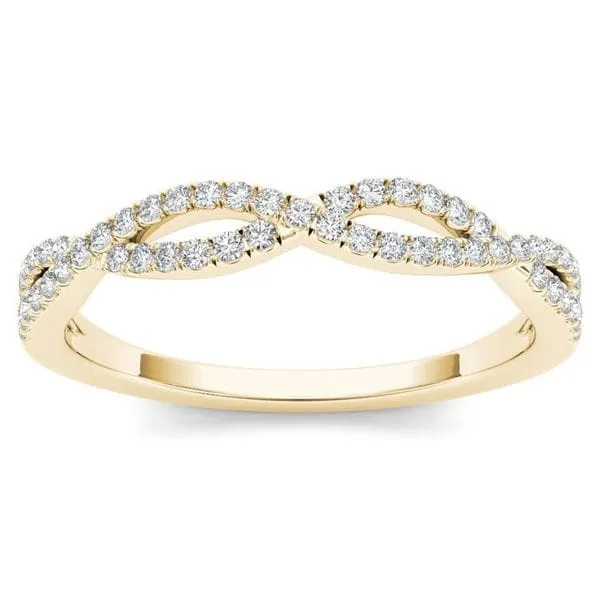 De Couer 10k Yellow Gold 1/6ct TDW Diamond Criss-Cross Ring sold by Zulily product image thumbnail 5