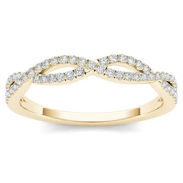 De Couer 10k Yellow Gold 1/6ct TDW Diamond Criss-Cross Ring sold by Zulily product image thumbnail 4