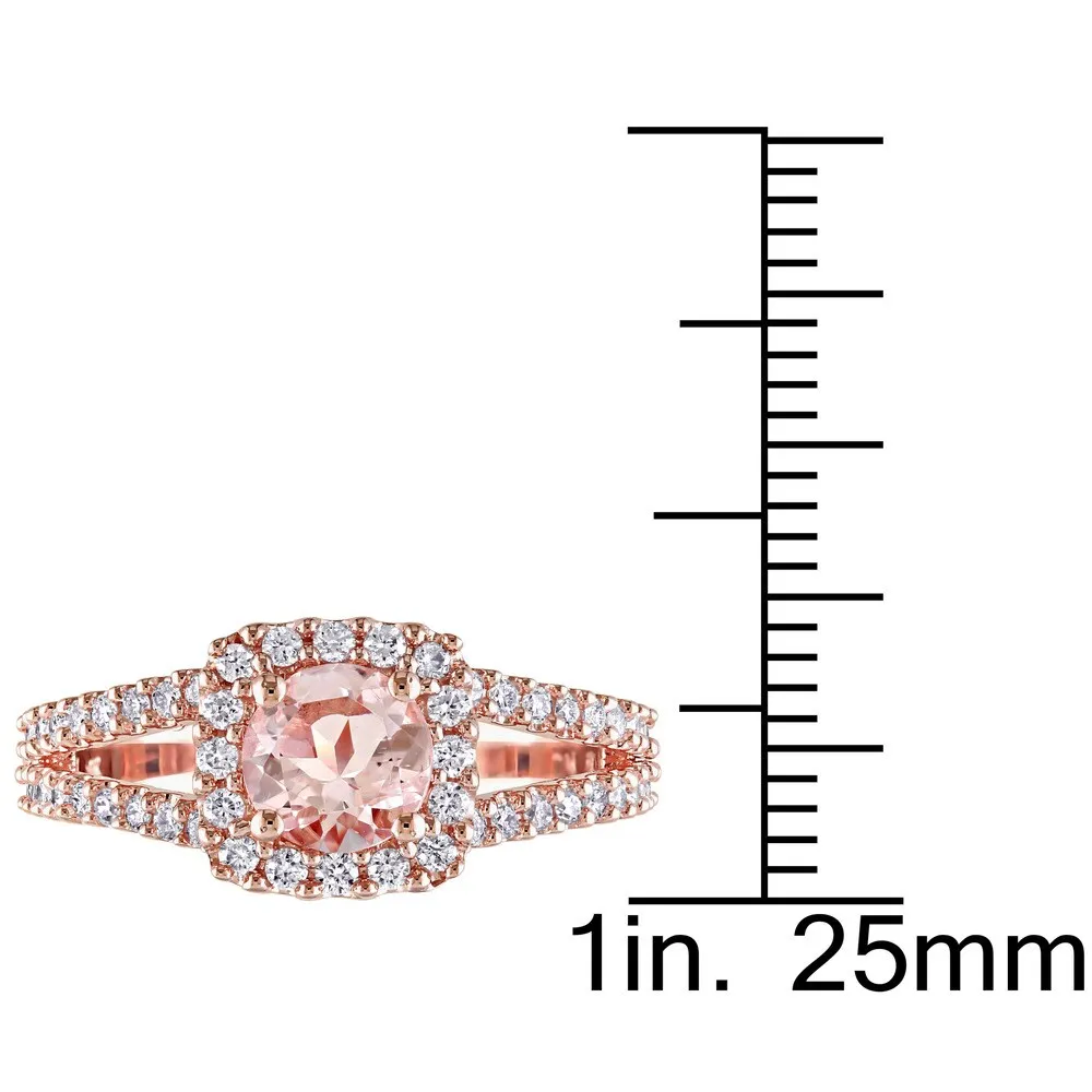 Miadora Signature Collection 14k Rose Gold Morganite and 1/2ct TDW Diamond Halo Split Shank Engagement Ring (G-H, I1-I2) - Pink sold by Zulily product image thumbnail 3