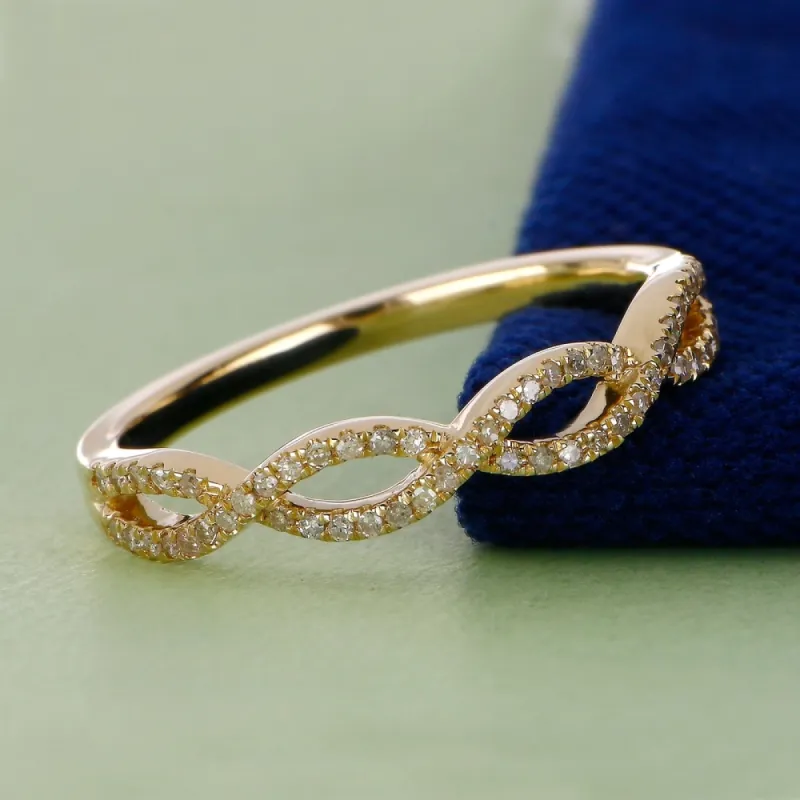 De Couer 10k Yellow Gold 1/6ct TDW Diamond Criss-Cross Ring sold by Zulily