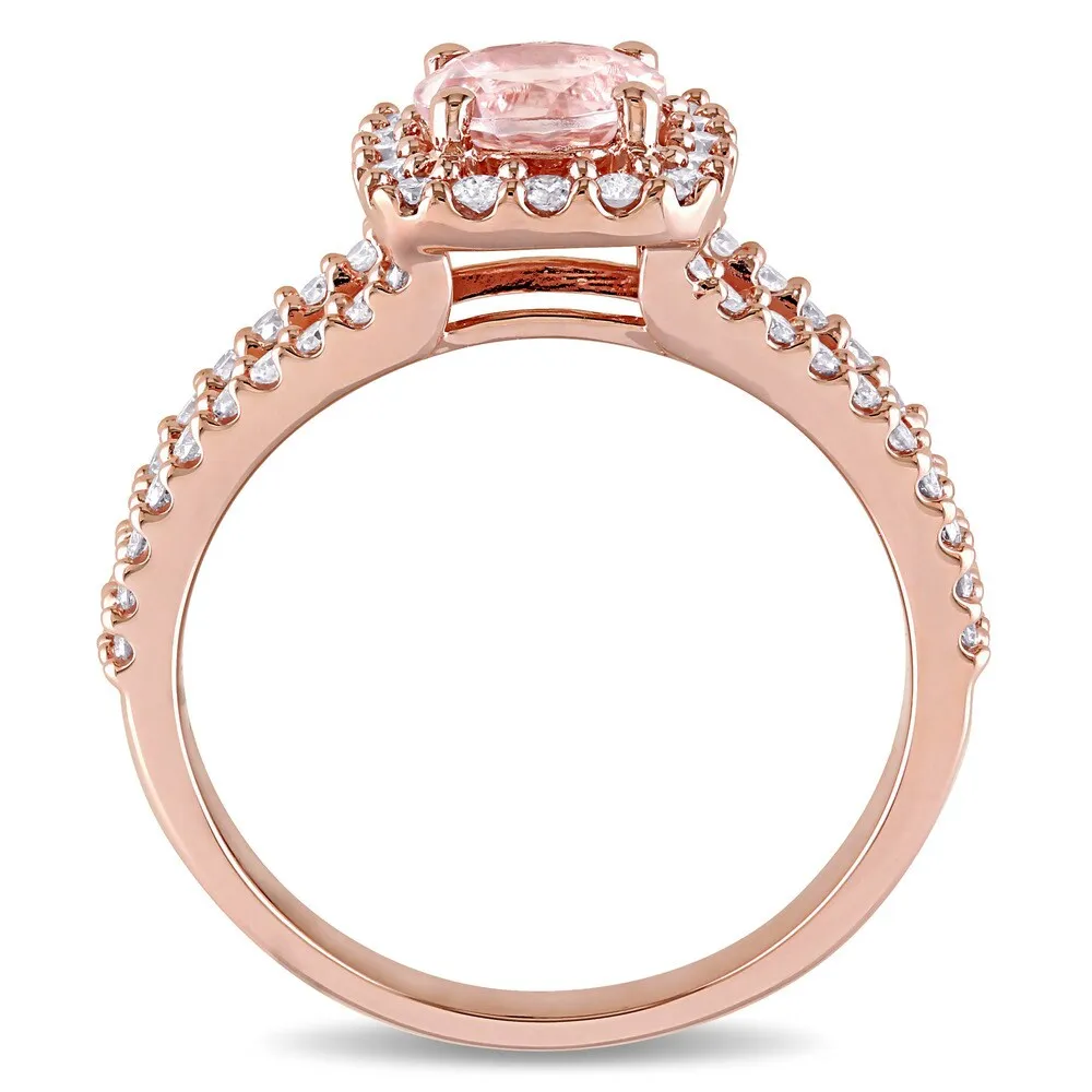 Miadora Signature Collection 14k Rose Gold Morganite and 1/2ct TDW Diamond Halo Split Shank Engagement Ring (G-H, I1-I2) - Pink sold by Zulily product image thumbnail 5