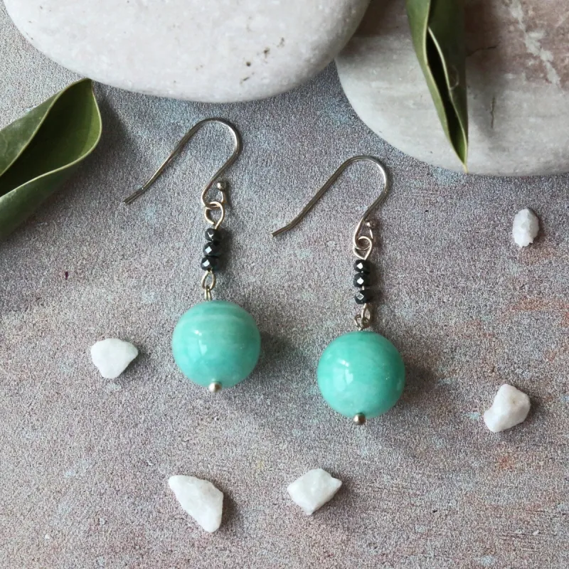 Russian Amazonite & Hematite Drop Earrings sold by Zulily