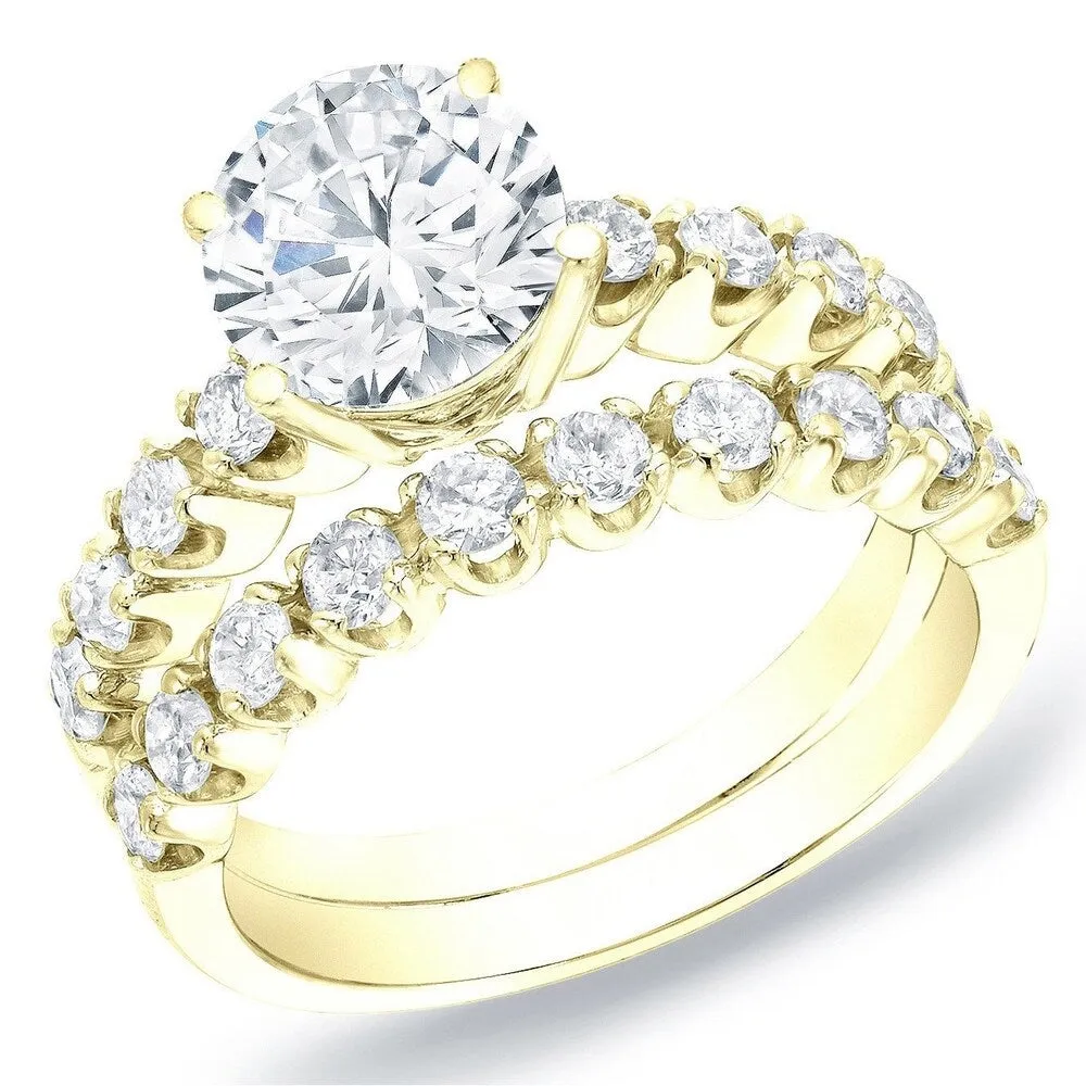 Auriya 14k Gold 2 carat TW Classic Side-stone Round Diamond Engagement Ring Set sold by Zulily product image thumbnail 2