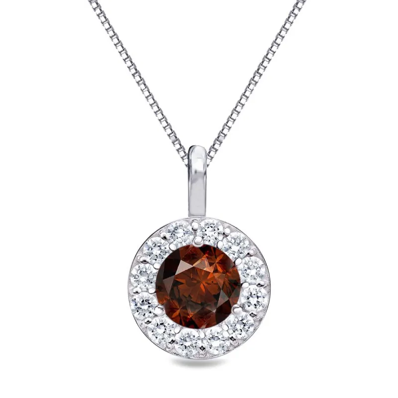 Auriya 14k Gold 1ct TDW Halo Brown Diamond Necklace (I1-I2) sold by Zulily