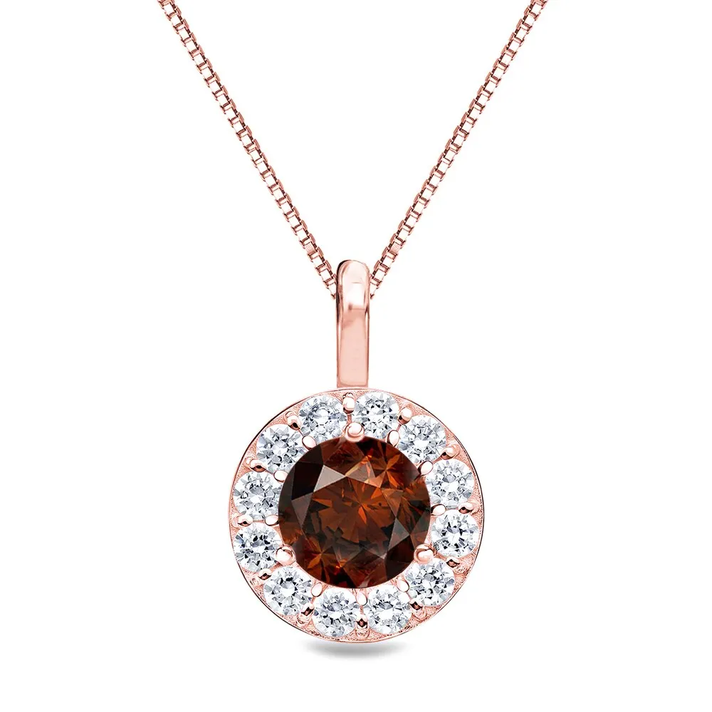 Auriya 14k Gold 1ct TDW Halo Brown Diamond Necklace (I1-I2) sold by Zulily product image thumbnail 5