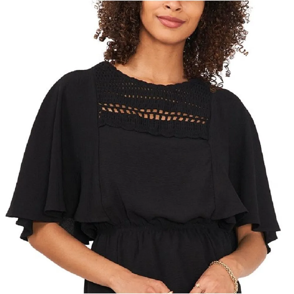 Vince Camuto Women's Crochet Yoke Peplum Blouse Black Size Medium sold by Zulily product image thumbnail 2
