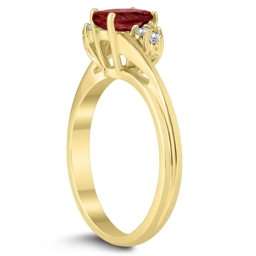 7X5MM Garnet and Diamond Twist Ring in 10K Yellow Gold sold by Zulily product image thumbnail 2