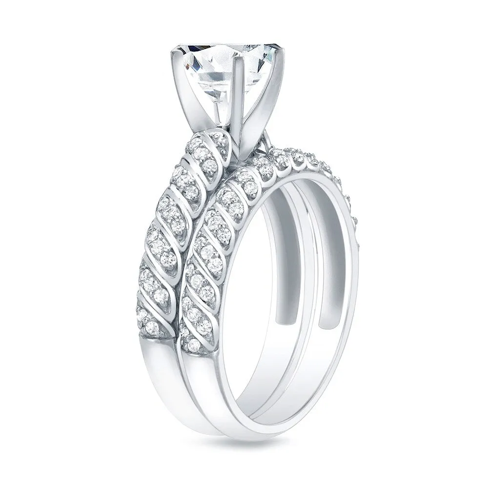 Auriya 14k Gold Unique Round Diamond Engagement Ring Set 1 1/4ctw sold by Zulily product image thumbnail 3
