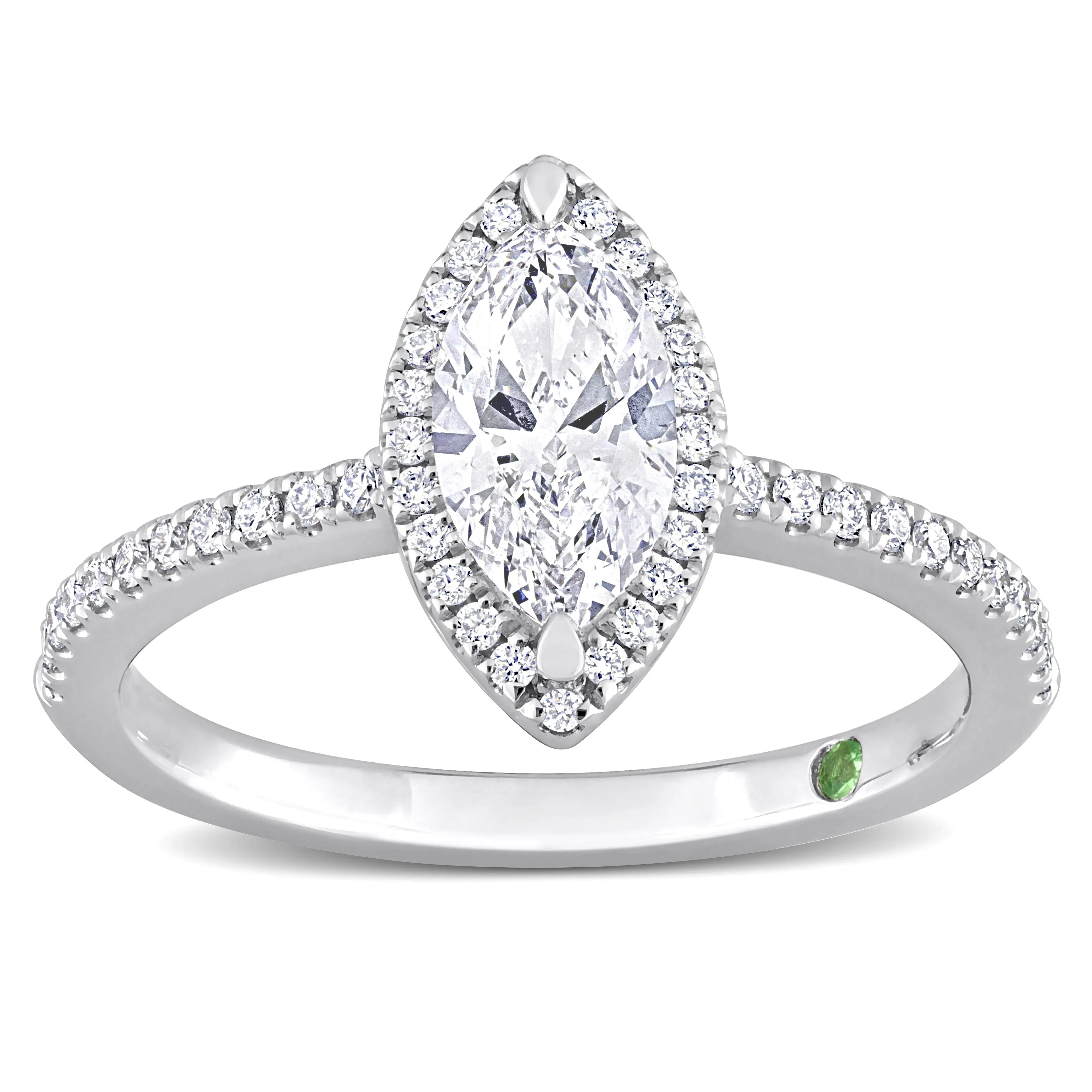 Created Forever 1 1/2ct TDW Marquise-Cut Lab-Grown Diamond with Tsavorite Accent Engagement Ring in 14k White Gold sold by Zulily product image thumbnail 2