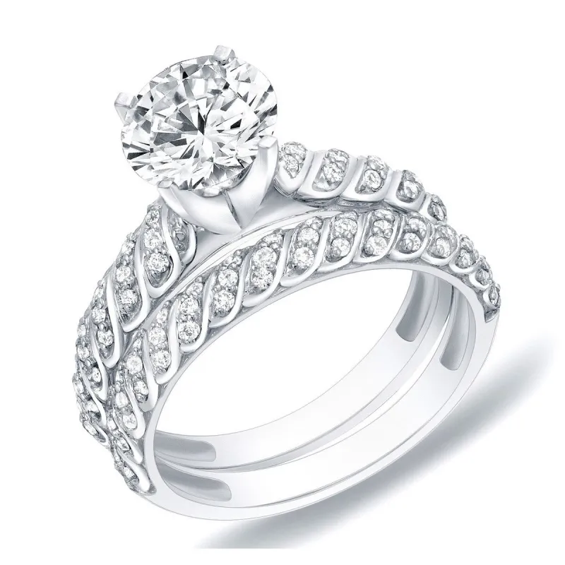 Auriya 14k Gold Unique Round Diamond Engagement Ring Set 1 1/4ctw sold by Zulily