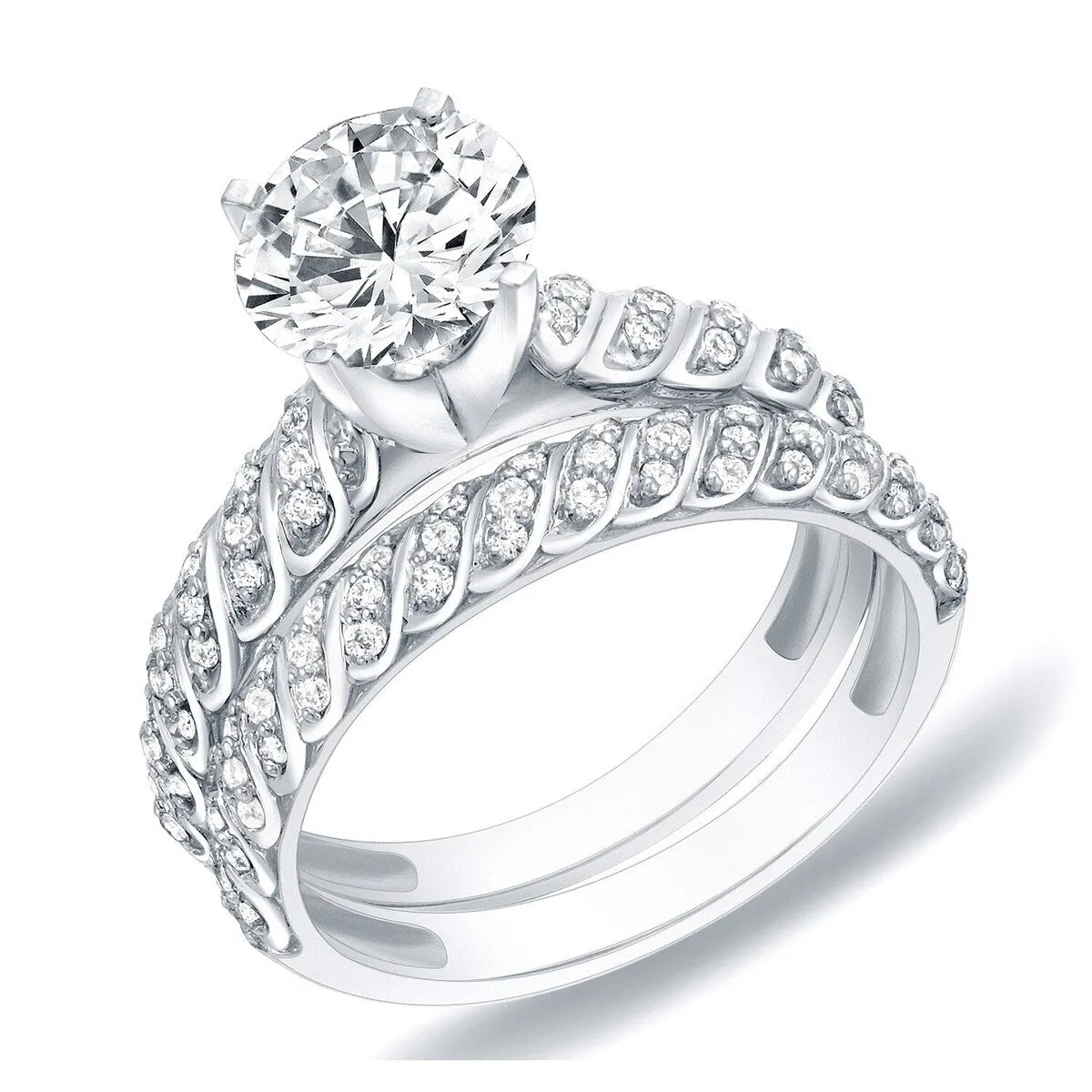 Auriya 14k Gold Unique Round Diamond Engagement Ring Set 1 1/4ctw sold by Zulily