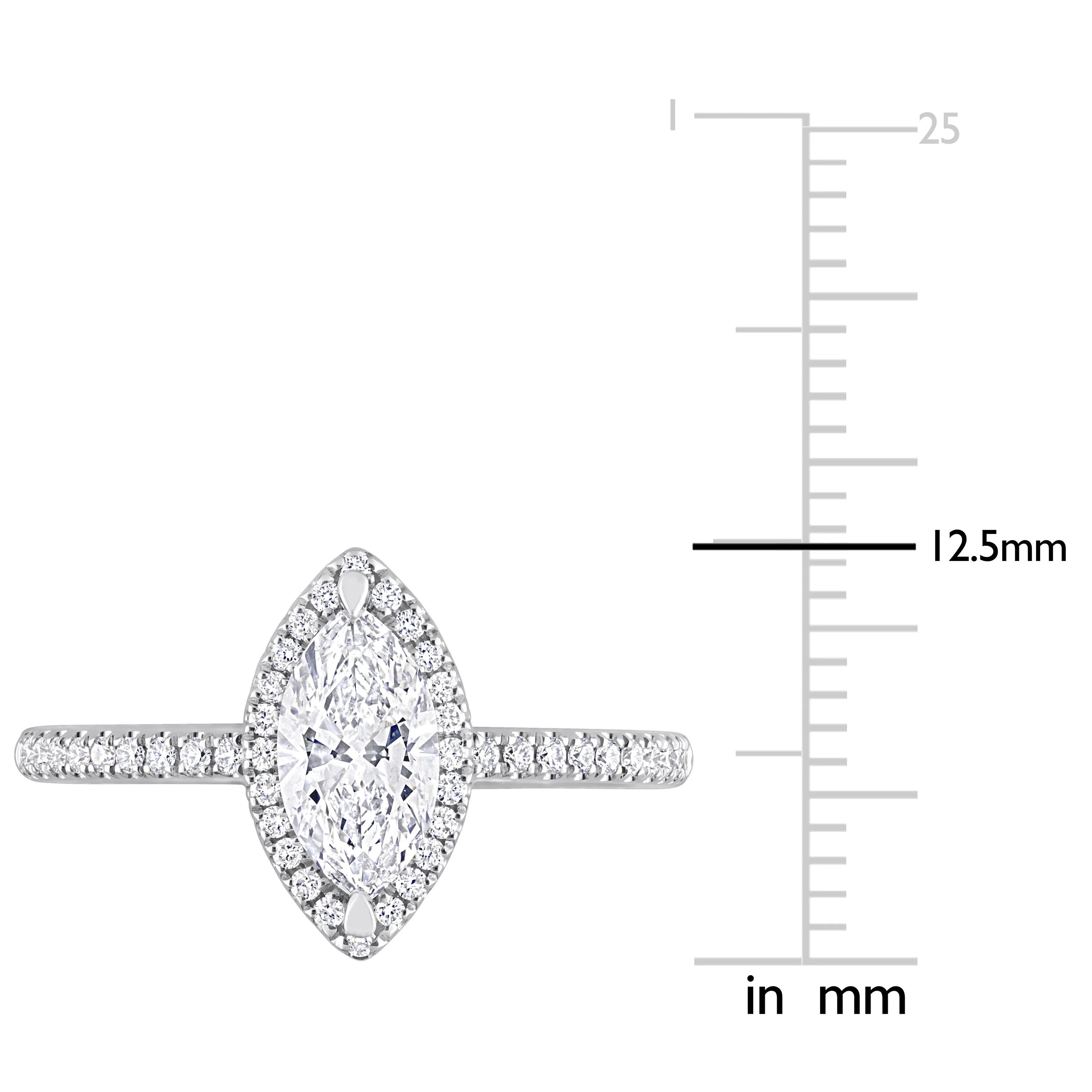 Created Forever 1 1/2ct TDW Marquise-Cut Lab-Grown Diamond with Tsavorite Accent Engagement Ring in 14k White Gold sold by Zulily product image thumbnail 4