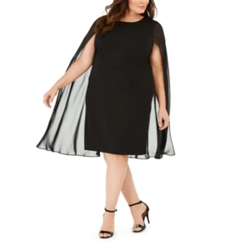 Calvin Klein Women's Plus Cape Sheath Dress Black Size 44W sold by Zulily