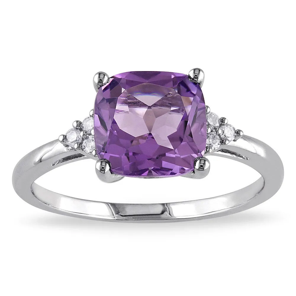 Miadora 10k White Gold Amethyst and Diamond Ring sold by Zulily