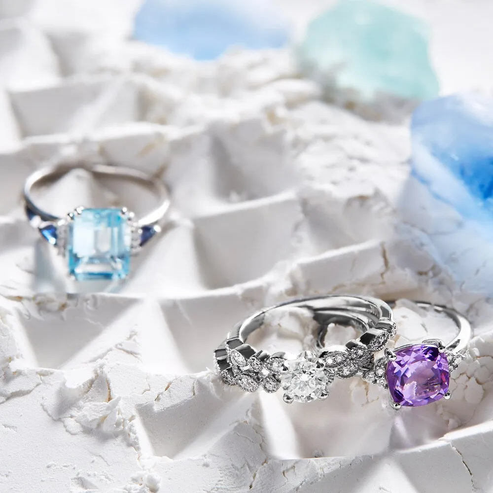 Miadora 10k White Gold Amethyst and Diamond Ring sold by Zulily product image thumbnail 5