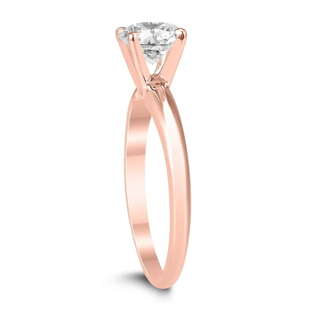AGS Certified 1 Carat Diamond Solitaire Ring in 14K Rose Gold (J-K Color, I2-I3 Clarity) sold by Zulily product image thumbnail 3