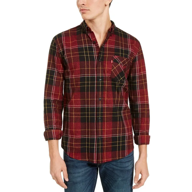 Levi's Men's Booth Regular-Fit Plaid Flannel Shirt Red Size Extra Large sold by Zulily