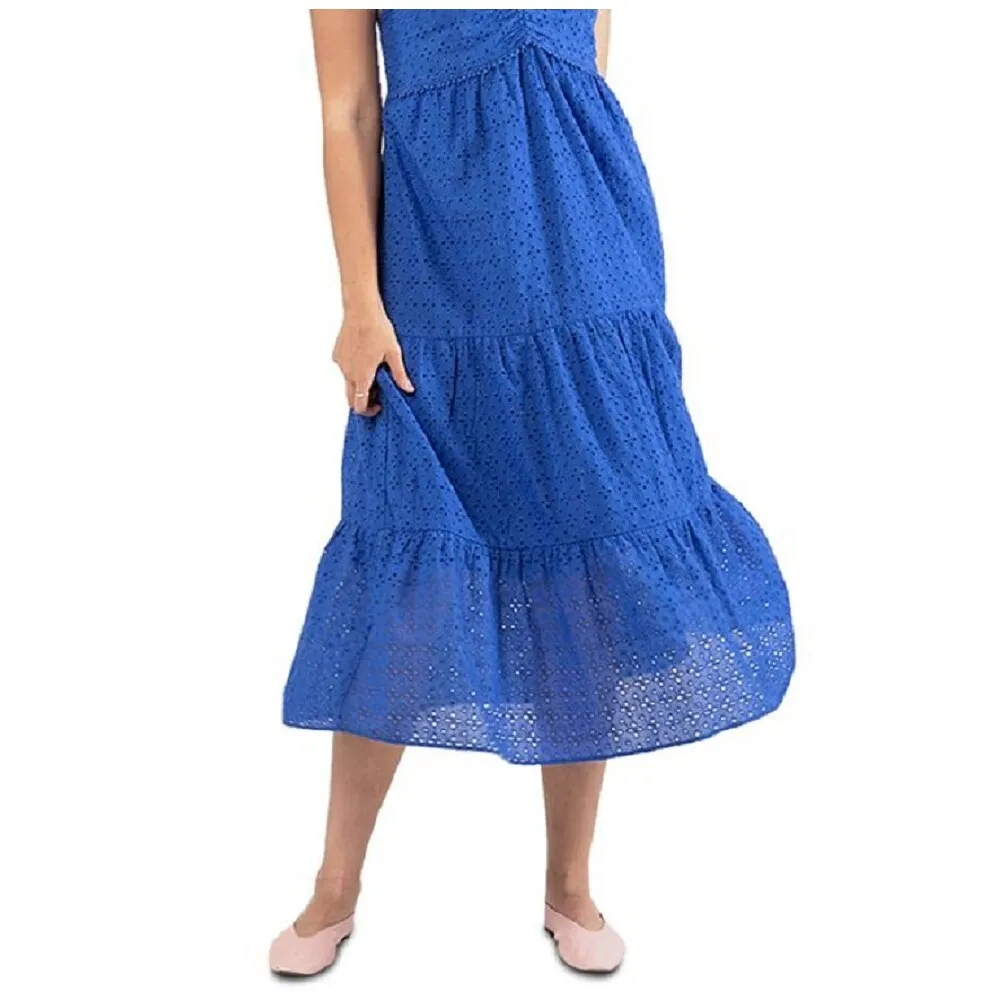 Black Tape Women's Women's Cotton Tiered Eyelet Dress Blue Size Small sold by Zulily product image thumbnail 3