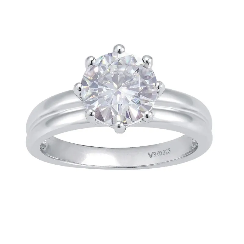 Sterling Silver with Moissanite Solitaire Ring sold by Zulily