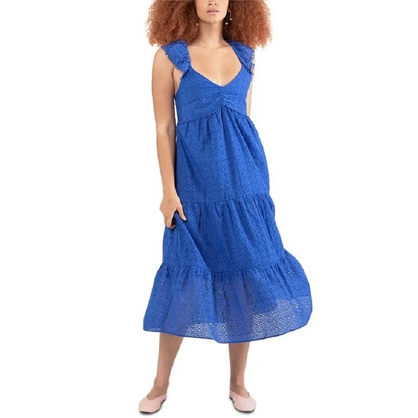 Black Tape Women's Women's Cotton Tiered Eyelet Dress Blue Size Small sold by Zulily