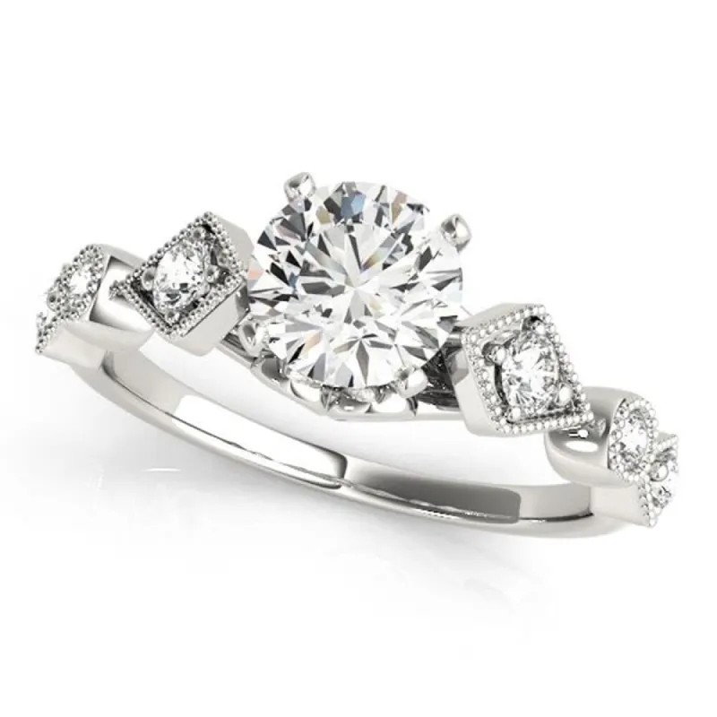 Auriya Vintage Round 3/4ct Moissanite and 1/6cttw Diamond Engagement Ring 14K Gold sold by Zulily