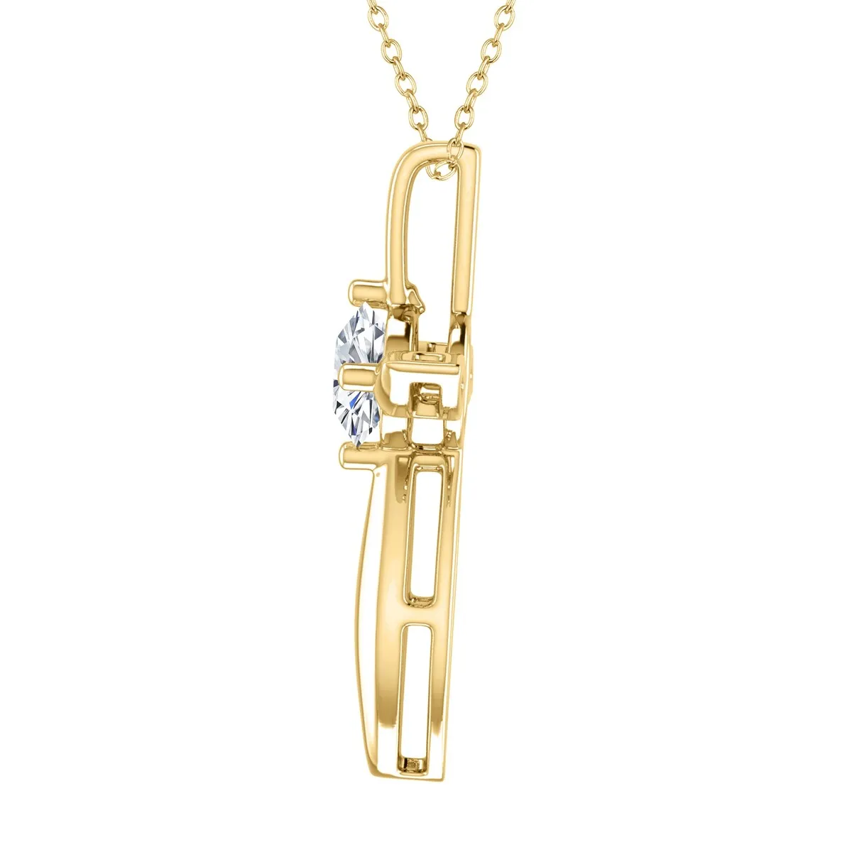 18K Gold Plated 0.80ct Moissanite Solitaire Cross Pendant Necklace sold by Zulily product image thumbnail 2