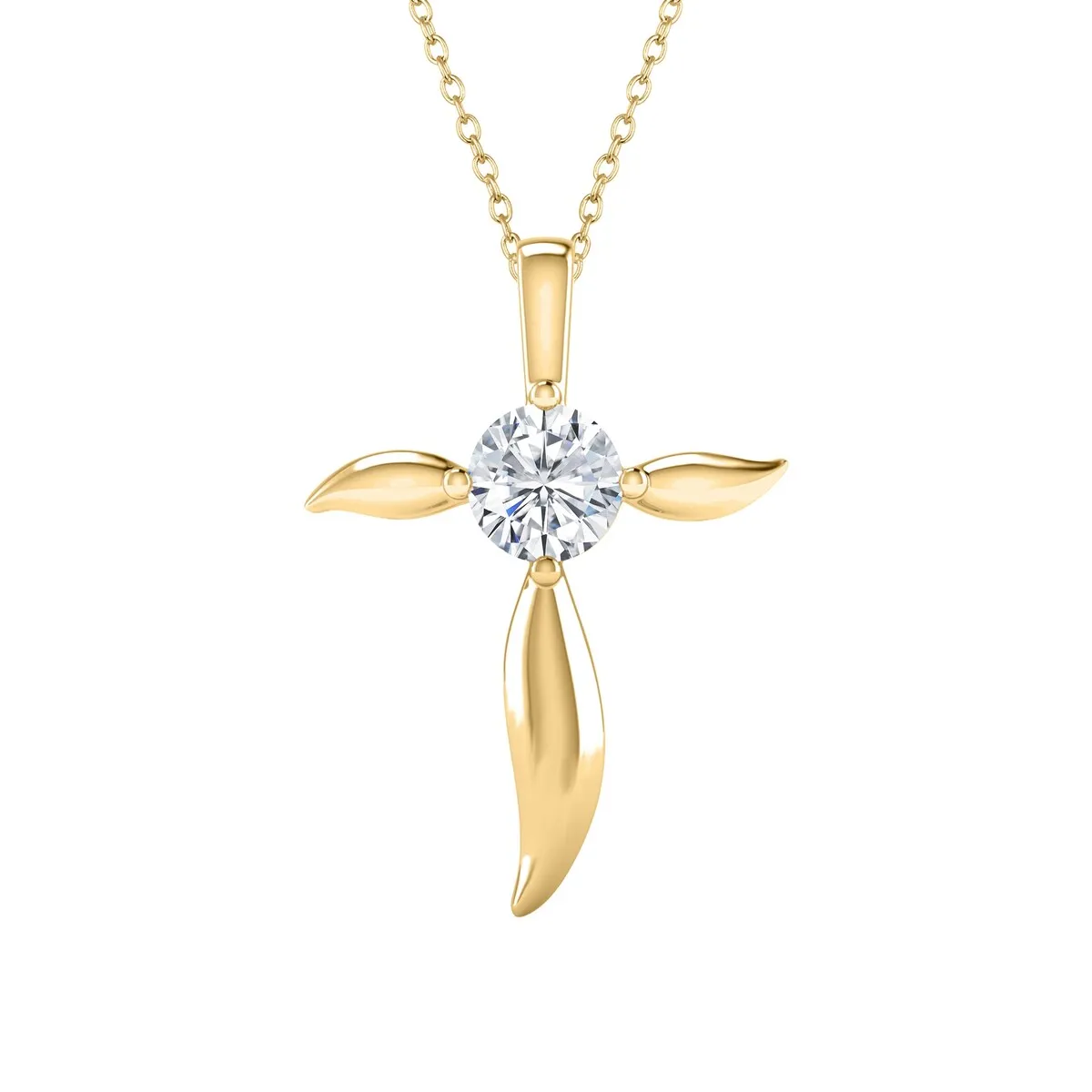 18K Gold Plated 0.80ct Moissanite Solitaire Cross Pendant Necklace sold by Zulily