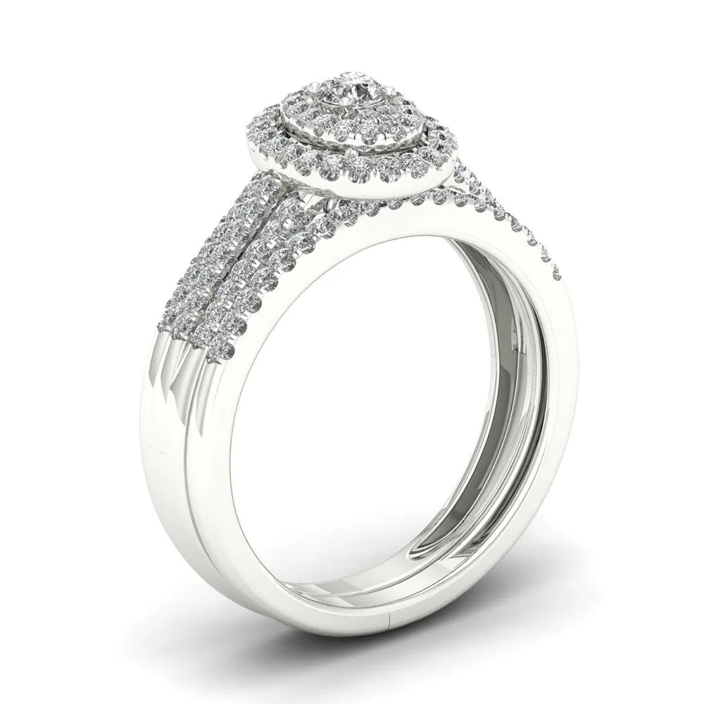 De Couer 1/2ct TDW Diamond Halo Engagement Ring Set - White sold by Zulily product image thumbnail 2