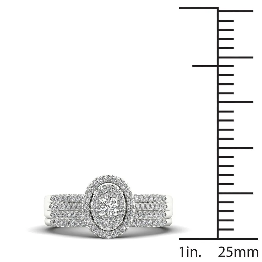 De Couer 1/2ct TDW Diamond Halo Engagement Ring Set - White sold by Zulily product image thumbnail 4