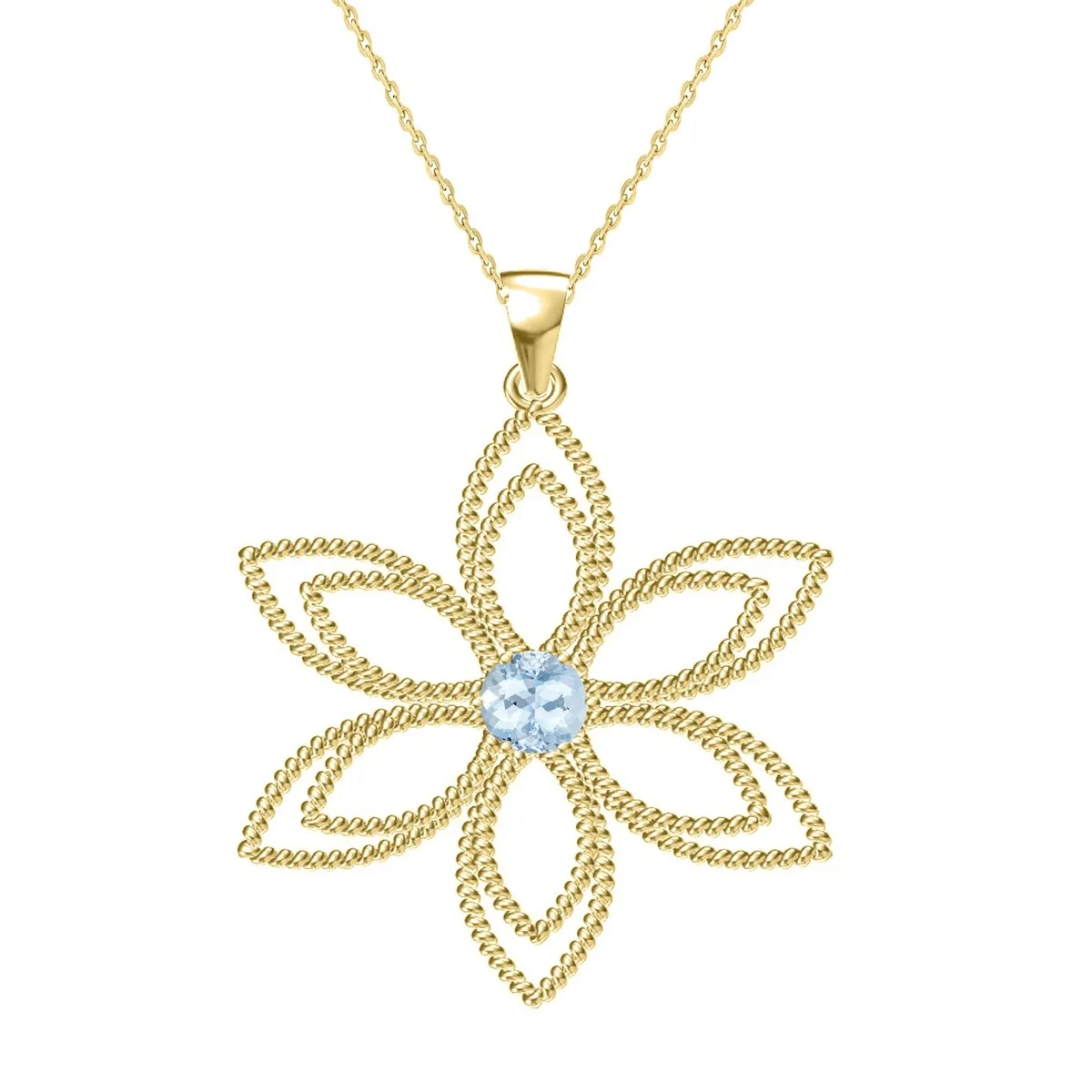 Gold Over Sterling Silver, Aquamarine Flower Pendant with 18" Chain sold by Zulily