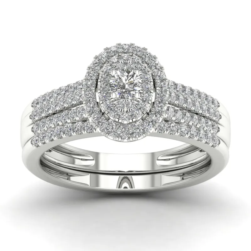 De Couer 1/2ct TDW Diamond Halo Engagement Ring Set - White sold by Zulily