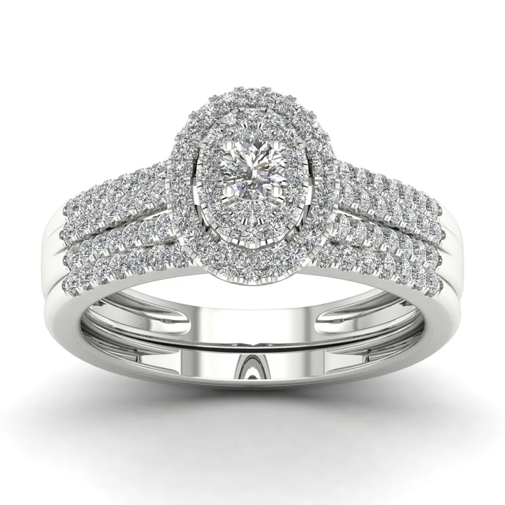 De Couer 1/2ct TDW Diamond Halo Engagement Ring Set - White sold by Zulily