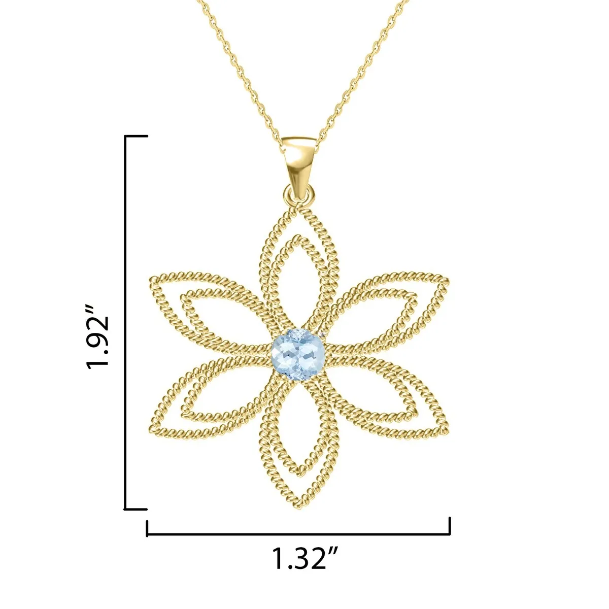 Gold Over Sterling Silver, Aquamarine Flower Pendant with 18" Chain sold by Zulily product image thumbnail 2