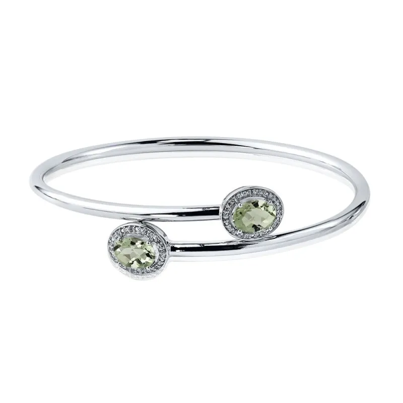 Auriya 2ct Green Oval Amethyst Gold over Silver Bangle Bracelet with Diamond Accents sold by Zulily