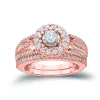 14k Gold 3/5ct TDW Round Diamond Halo Engagement Ring Set by Auriya sold by Zulily