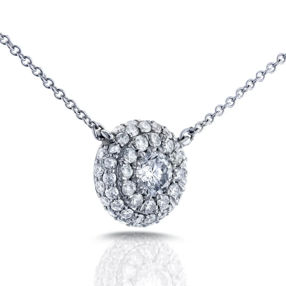 Annello by Kobelli 14k White Gold 4/5ct TDW Round Diamond Cluster Necklace sold by Zulily product image thumbnail 2