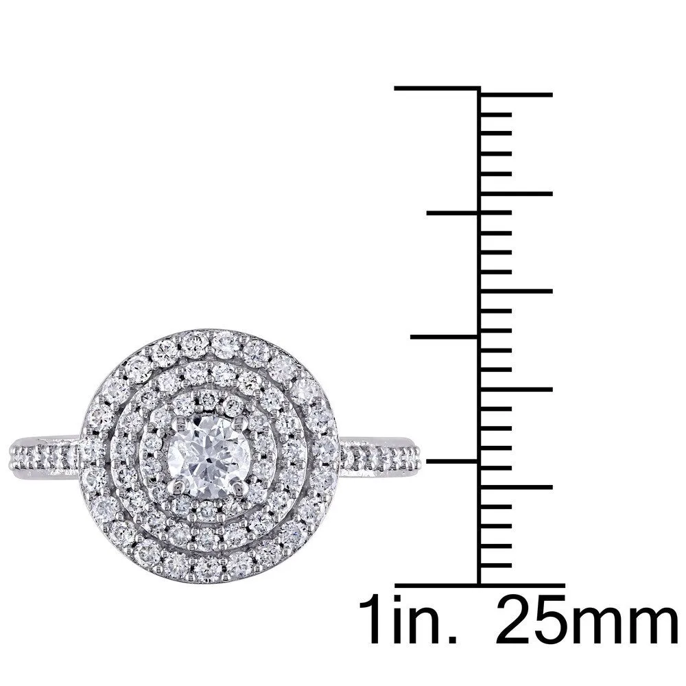 Miadora Signature Collection 14k White Gold 1ct TDW Diamond Triple Halo Engagement Ring sold by Zulily product image thumbnail 3