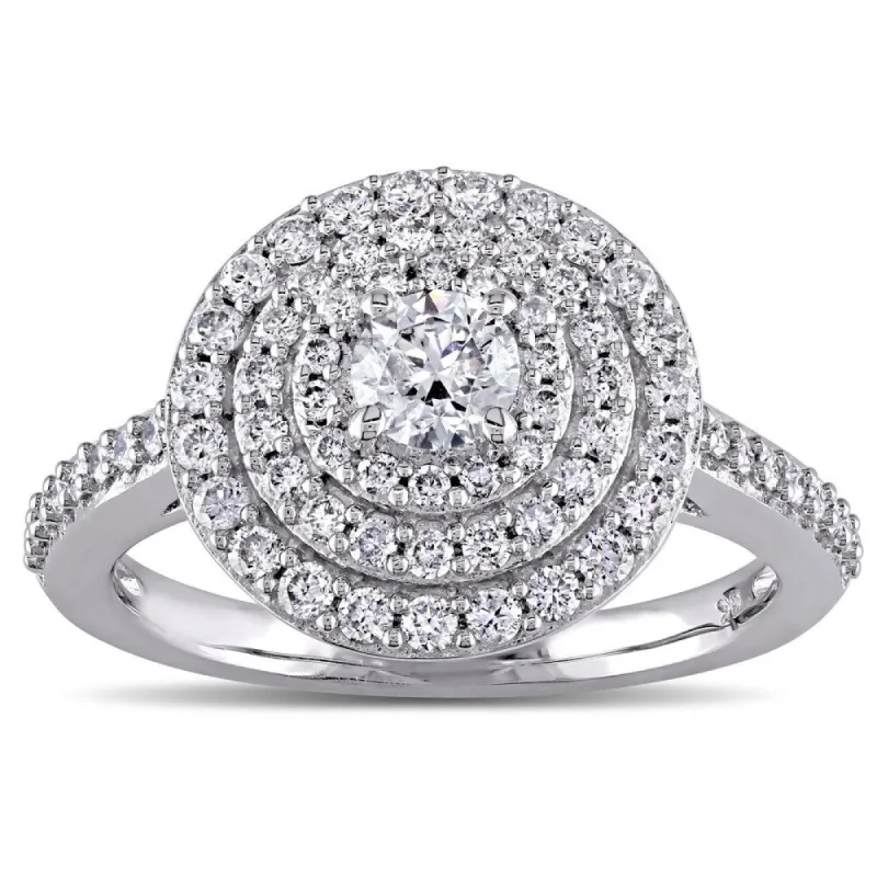 Miadora Signature Collection 14k White Gold 1ct TDW Diamond Triple Halo Engagement Ring sold by Zulily