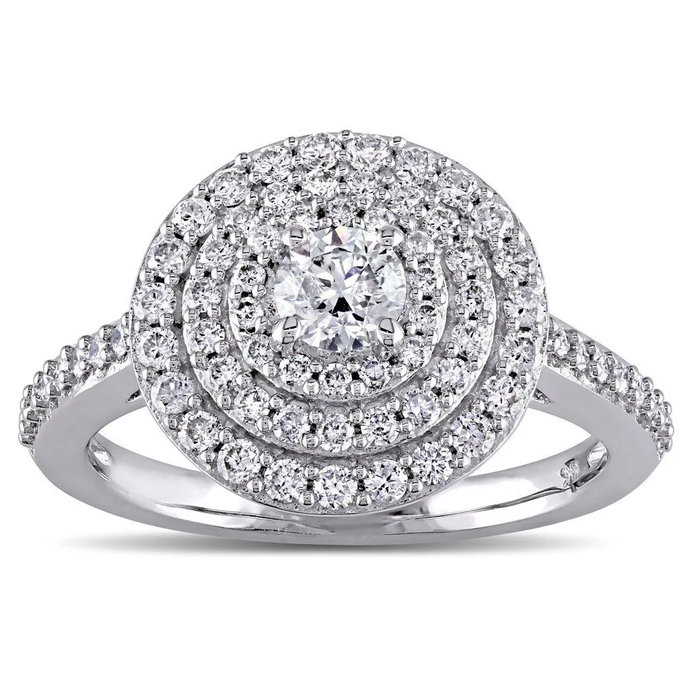 Miadora Signature Collection 14k White Gold 1ct TDW Diamond Triple Halo Engagement Ring sold by Zulily