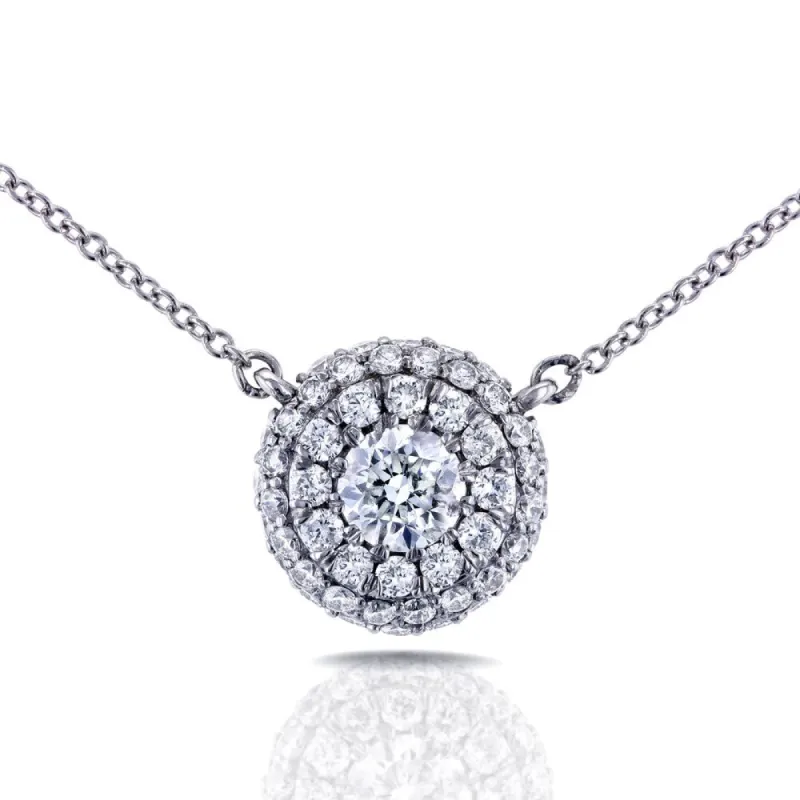 Annello by Kobelli 14k White Gold 4/5ct TDW Round Diamond Cluster Necklace sold by Zulily
