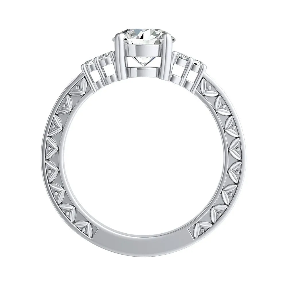 Auriya 14k Gold 4ct Vintage Inspired Round Moissanite and Diamond Engagement Ring sold by Zulily product image thumbnail 5